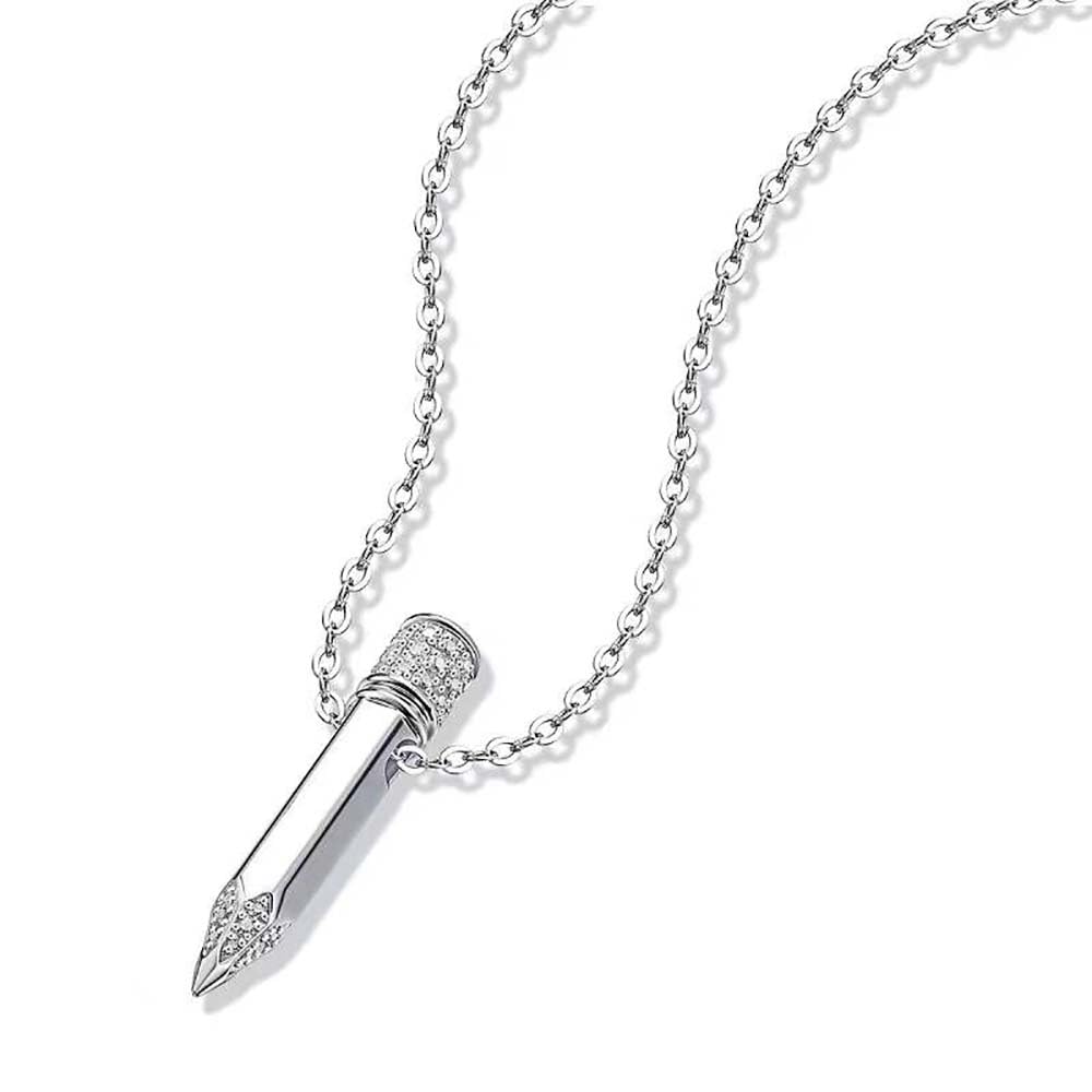 Collana Matita in Argento Moissanite per Donne Gifts di Laurea Studentessa Figlia Figlio