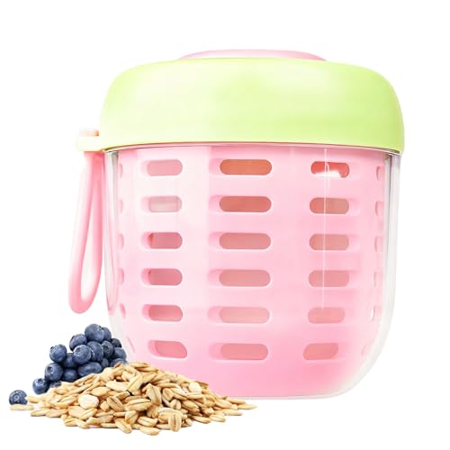 Taza de frutas genérica | 500 ml contenedores portátiles con asa, contenedor de coctelera para ensalada con tapa y tenedor, para picnics, fiestas, viajes, acampadas, al aire libre, senderismo
