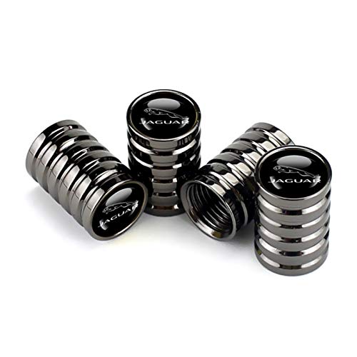 EVPRO Tire Valve Stem Caps Fit for Jaguar Car Accessories, Metal Jaguar Tire Valve Caps, Truck, Bicycle, Motorbike, Car Accessories 4 Pack (Gun Black)