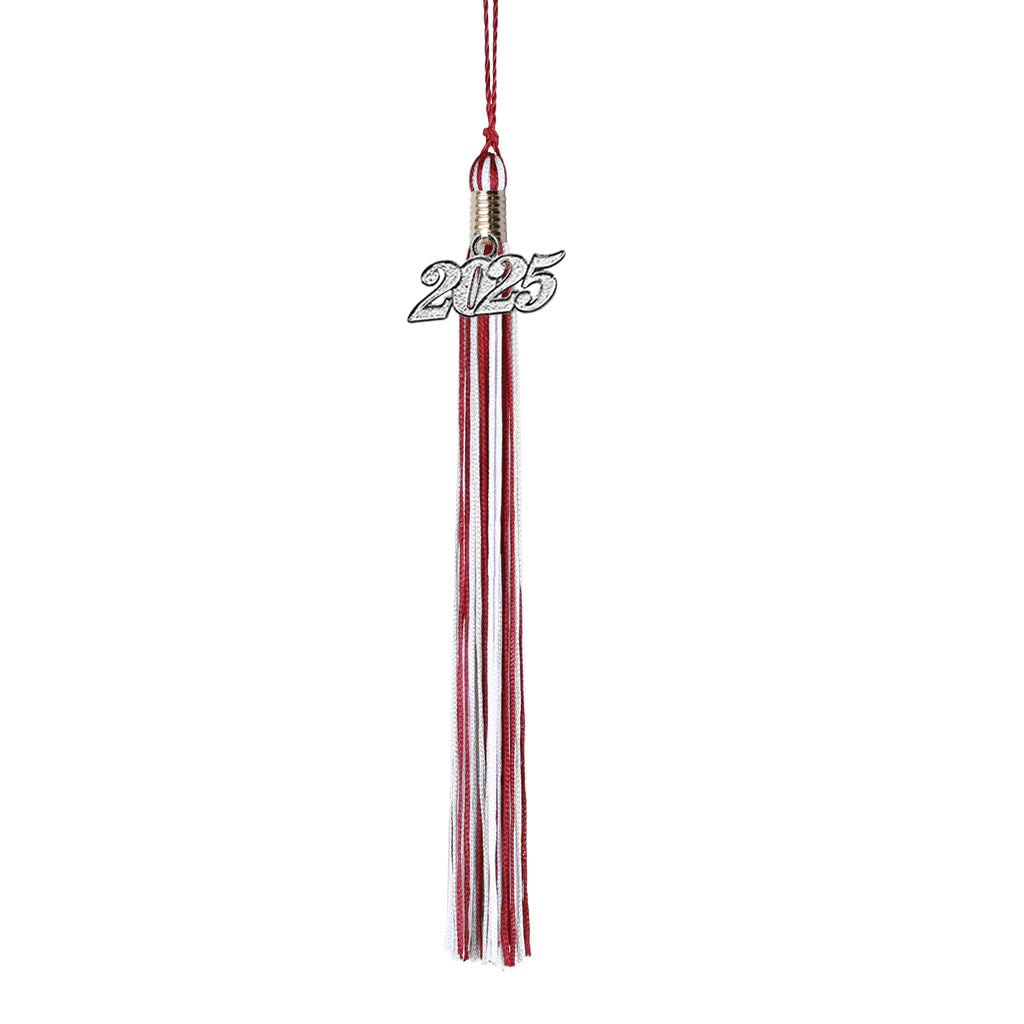 Class Act Graduation Graduation Tassel - Silver Charm - 3 Color, 2025, Burgundy/Silver/White