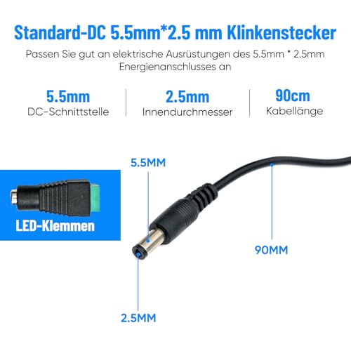 GreenSun Netzteil 12V 1A 12W - AC100-240V zu DC12V DC Stromversorgung Universal Transformator für 5050/3528 LED Streifen, Router, LED Lampen