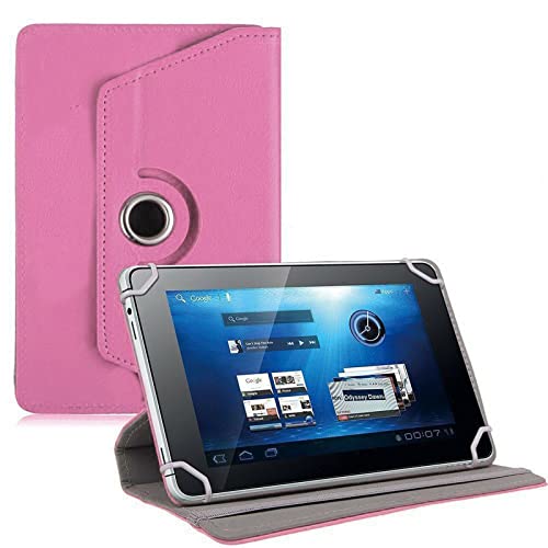 360 Rotating Leather Cover Case Stand Wallet for Laser 10 inch Tablet (Pink)