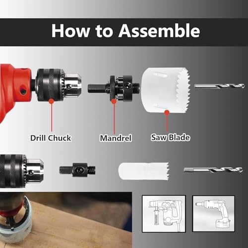 Greywolf 15 pcs Bi-Metal Hole Saw Set, M42 8% Cobalt HSS Hole Saw Kit with 3/4"-2-1/2" (19-64mm) 9 pcs Hole Saw Blades, Box with Arbor, Drill Bit, Hex Key, for Metal, Wood, Plastic 4 Greywolf 15 pcs Bi-Metal Hole Saw Set, M42 8% Cobalt HSS Hole Saw Kit with 3/4"-2-1/2" (19-64mm) 9 pcs Hole Saw Blades, Box with Arbor, Drill Bit, Hex Key, for Metal, Wood, Plastic - Image 4