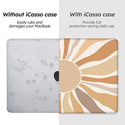 Icasso For Macbook Air 13 Inch Case 2020 2019 2018 Release A2237 M1/A1932/A2179 With Retina Display, Durable Hard Plastic Shell Case And Keyboard Cover For Macbook Air 13 (Sunshine) #TOP1