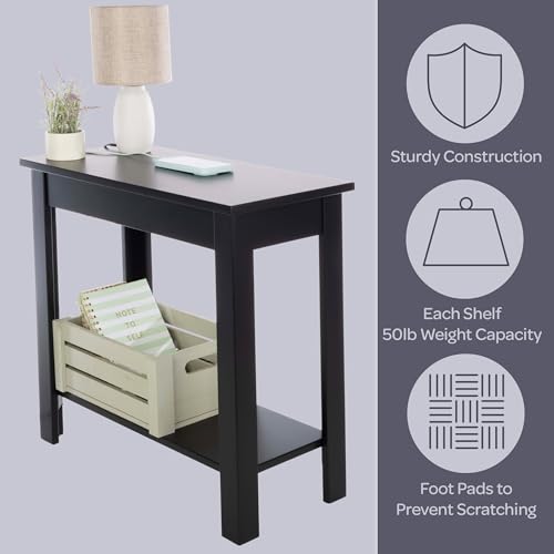 Lavish Home Narrow Side Table with Charging Station, Black, 24”x11”x22” by Lavish Home - Used condition - Image 6