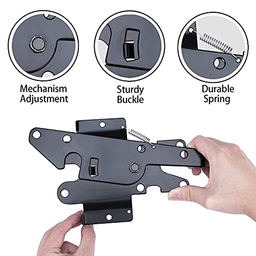 Bordersmover Heavy Duty Gate Latch, Post Mount Automatic Self-Closing Gate Latch,For Wooden/Vinyl Fence, Pool Gate,Garden Outdoor, W/Mounting Screws (Black) #TOP1