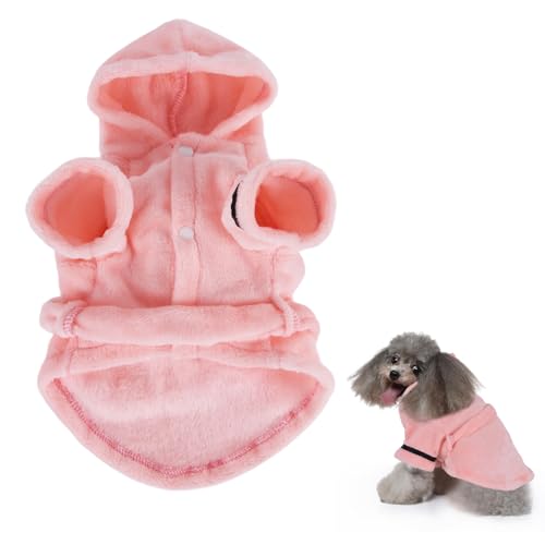 Bathrobe for Teacup Dogs, Dog Bath Robe, Dog Towel Robe, Hooded Dogs Bathrobe Towel Quick Drying and Super Absorbent Bath Towel with Belt(Pink)