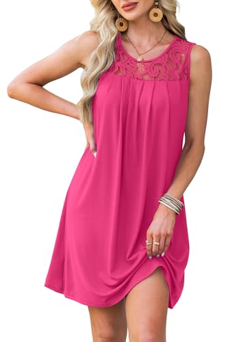 Image of BKRIVE Womens Lightweight Sleeveless Summer Dresses | Lace Yoke Neckline, Figure-Flattering for All Shapes - Ideal Beach Cover-Up & Hot-Weather Travel Essential
