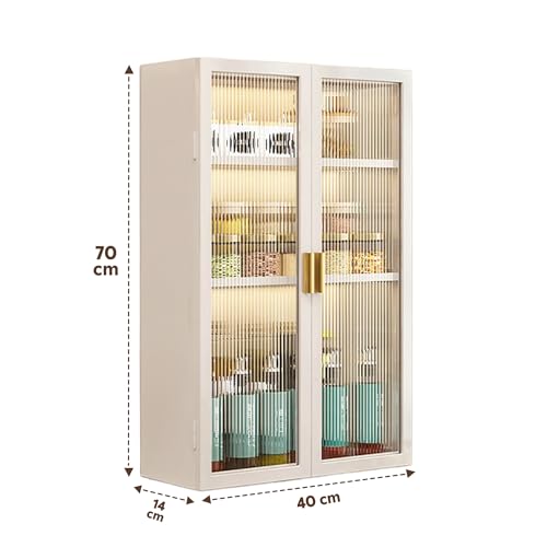Image of MIORAH Kitchen Storage Cabinet | Modular Wall Mounted Kitchen Cabinet Organiser |3 Layer, Space Saving Carbon Steel Shelf, White, 40 cm, Pack of 1