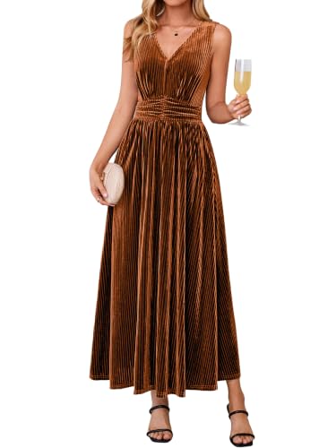 Simplee Womens Velvet Sleeveless Formal Wedding Guest Cocktail Maxi Dress