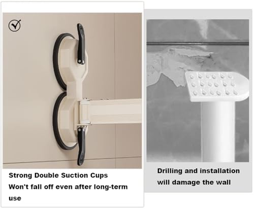 Tringle à rideau de douche pliable réglable avec ventouses
