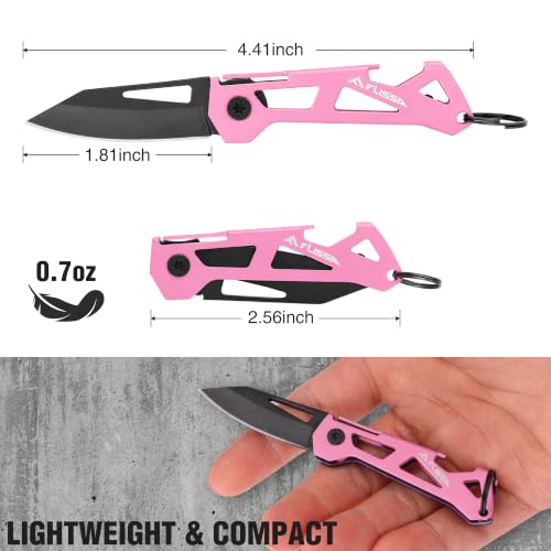 Image of FLISSA Mini Folding Pocket Knife-Pink | Small Size, EDC Tool, Gift for Women Girls Men, Compact, Lightweight, Outdoor, Easy to Access, Rust Resistance