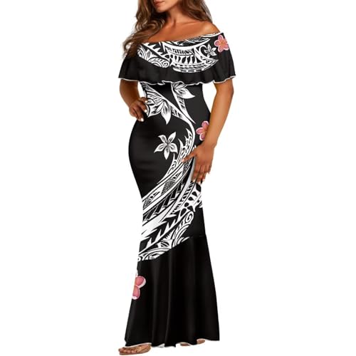 Image of Polynesian for Women S-7XL Off Shoulder Maxi Dress Hawaiian Summer Dresses
