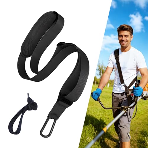 NRJSSCC Trimmer Strap for Weed Eater Strap Heavy Duty Shoulder Strap for Leaf Blower Universal Padded Harness Compatible with Greenworks EGO Leaf Blowers String Trimmers Shrub Trimmers Black