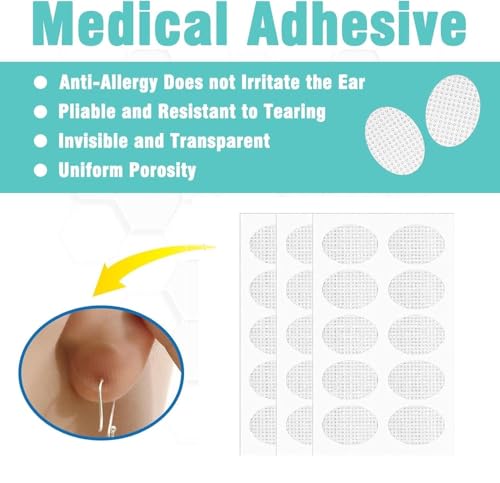 Image of 100 Pcs Earlobe Support Patches - Invisible Ear Stickers for Heavy Earrings, Jhumkas & Big Ear Holes - Secure Lift Tape for Earlobe Protection & Support, Discreet & Comfortable Wear