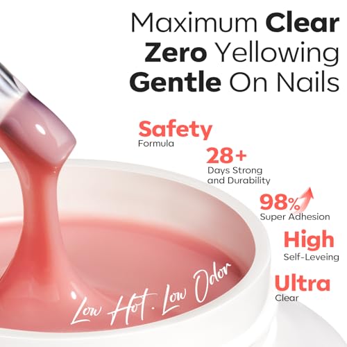 Image of modelones Gel Builder for Nails, 10-in-One Builder Nude Rose Pink 2oz, High Thickness Hard Gel High Hardness for Extension Apex Building Sculpting Overlays Home Salon U V /LED Cured, 2oz