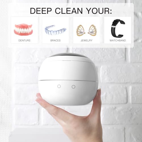 Amdisi JS01 Ultrasonic Cleaner Retainer Cleaning Machine, 44Khz Jewelry Clean Pod 250Ml Portable Ultra Sonic Retainer Cleaner For Mouth Guard Denture, Aligner - Professional Dental Cleaning Braces Night Guard thumb #1