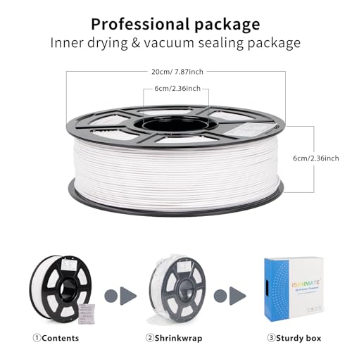 Image of iSANMATE ASA-GF 3D Printer Filament, 10% Glass Fiber Reinforced, Superior Weather & UV Resistance, High Strength & Thermal Stability for Outdoor & High-Impact Applications (1kg, White)