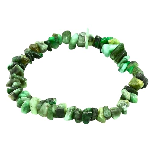 Image of Certified Emerald Bracelet for Women Men with Healing Crystal and Reiki Stone - Beautiful Gemstone Beaded Bracelet for Balance, Harmony & Positive Energy (Chips Stone Beads)