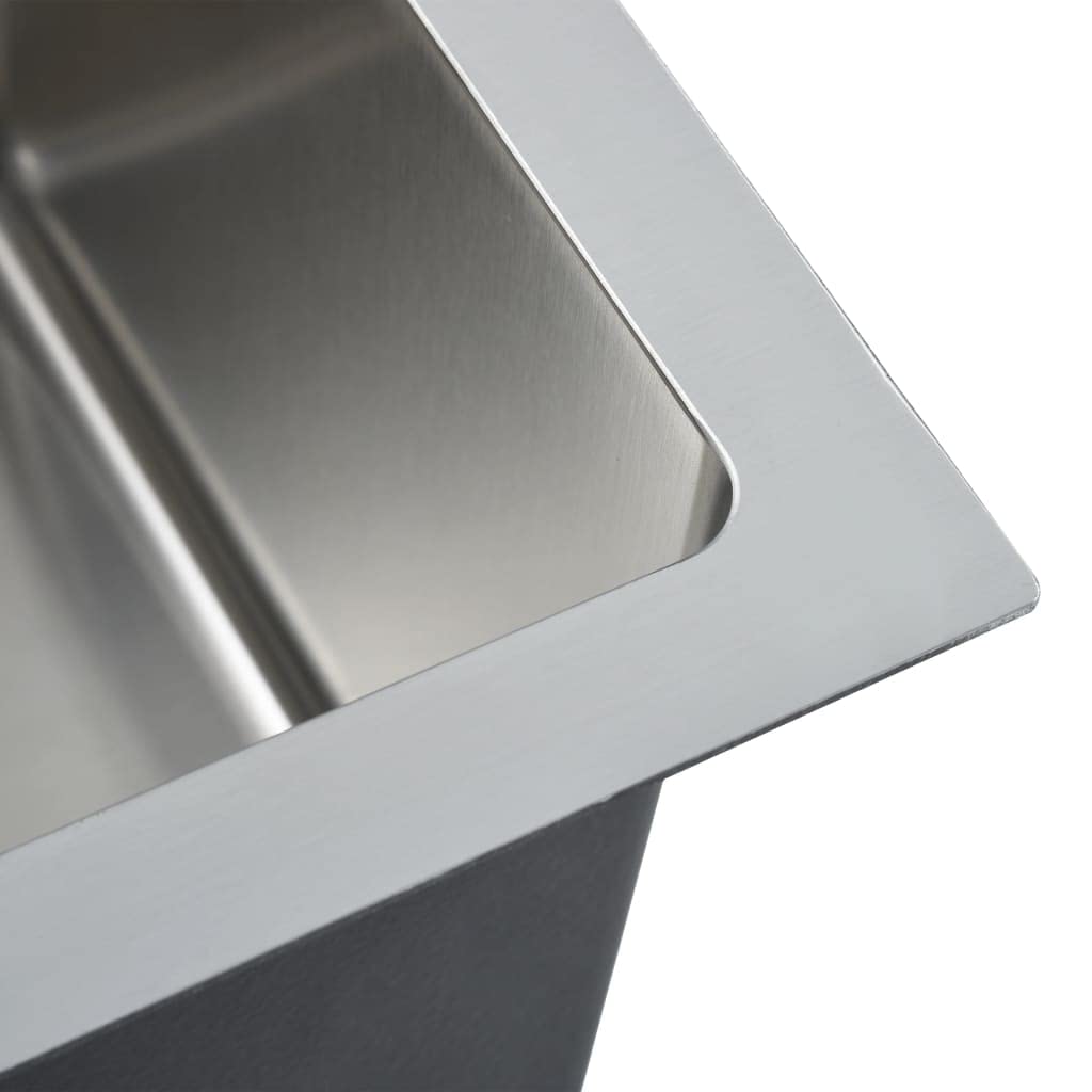 vidaXL Fregadero de Cocina Hecho a Mano Pila Lavabo Comedor Alberca Servicio Grifo Lavar Olla Platos Integrado Acero Inoxidable
