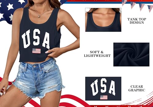 Image of Ithalt Womens American Flag Shirts 4th of July Outfits USA T-Shirt Patriotic Tank Shirt Fourth of July Sleeveless Tops