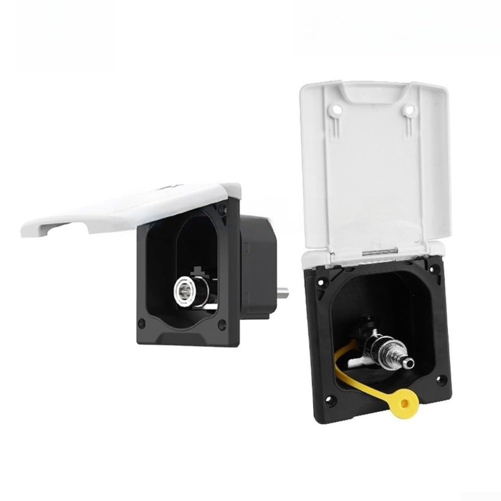 Para enchufe CEE IP44 16 A para autocaravana, montaje en pared, color blanco para (caja multifuncional) | 16 A 230 V, protección IP44, tapa abatible, junta para caravana, camping, color blanco, resistente