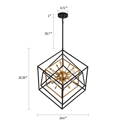 Aihying Modern Chandeliers, 6-Light Geometric Farmhouse Chandelier Adjustable Height Modern Minimalist Creative Ceiling Light Fixture, Apply To Living Room, Kitchen, Dining Room, Hallway, Bar #TOP2