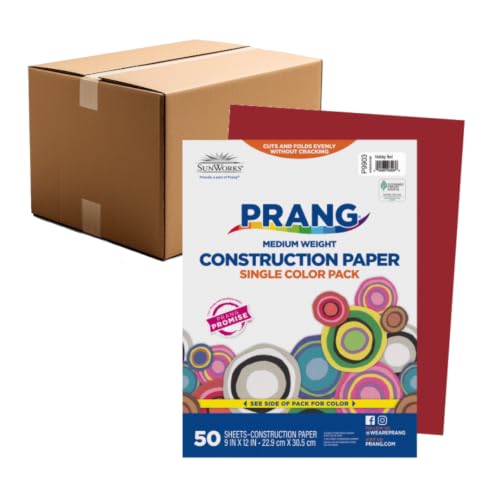 Image of Prang Construction Paper, 9 inch x 12 inch, Holiday Red, 50 /Pack, 50 Packs | Formerly SunWorks, Class Pack, 2500 Sheets Total, P9903