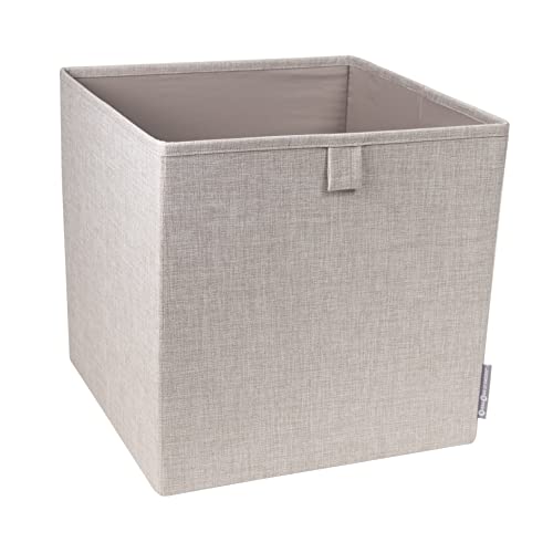 Bigso Box of Sweden Pudełko na kostki do regału lub szafy – duże pudełko do przechowywania ubrań, zabawek, artykułów biurowych itd. – składane pudełko regałowe z poliestru i kartonu – beżowe