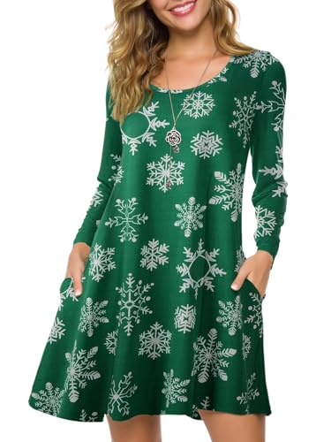 ZENNILO Damen Kleid mit 3/4-Ärmeln, V-Ausschnitt, Übergröße, T-Shirt-Kleid für Damen, knielang, mit Taschen, Blume, 94, Groß