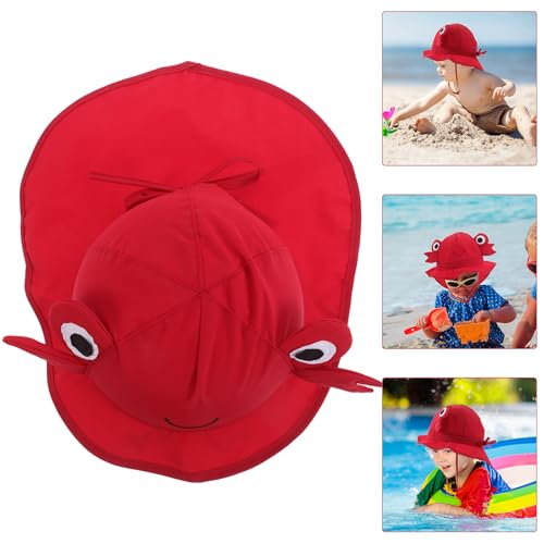 LUOZZY Cartoon Crab Quick-Dry Bucket Hat with Wide Brim and Neck Flap Uv Protection for Summer Beach Outdoor Kids 52cm 2-6 Years Old Multicolored4