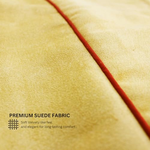 Image of AURAVE Suede 300 TC Printed Bolster Cover with Drawstring Closure, Set of 2, Soft Breathable Durable Machine Washable for Sofa Bed & Home Decor, 15 inchx30 inch, Golden Brown | Cover Only