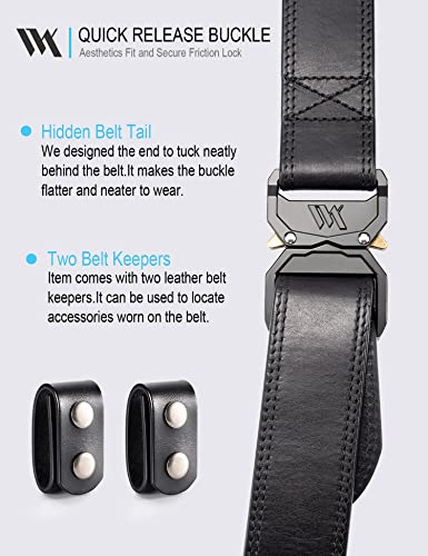 WOLFANT Leather Tactical Belt,100% Italian Solid Full Grain Leather Military Hiking Work Gun Belt with Quick Release Buckle2