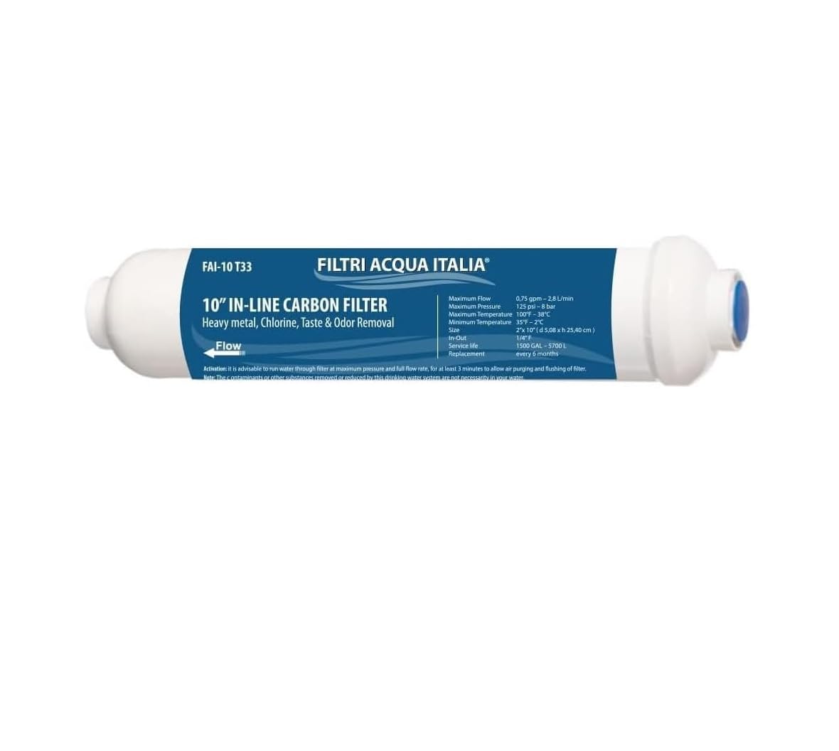 Kit Filtri Acqua 4 Stadi Ricambio per Osmosi Inversa Depuratore Acqua domestico standard da 10" Filtri Acqua Italia®