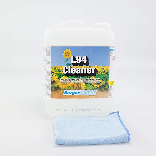 Preisvergleich Produktbild Berger-Seidle Parkettpflegeset / Wachsentferner / Reiniger L94 Cleaner / + 1 Premium-Poliertuch, 5 Liter Gebinde, / Grundreiniger für versiegelte Parkett und Holzböden / wasserbasiert