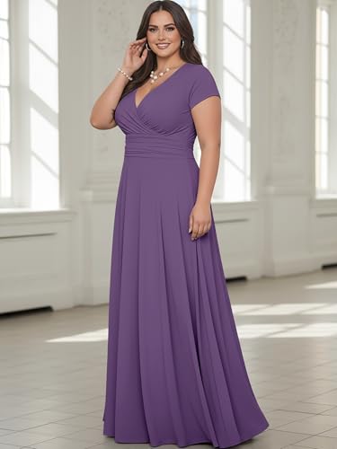 Image of KOH KOH Womens Sexy Cap Short Sleeve V-Neck Flowy Cocktail Gown