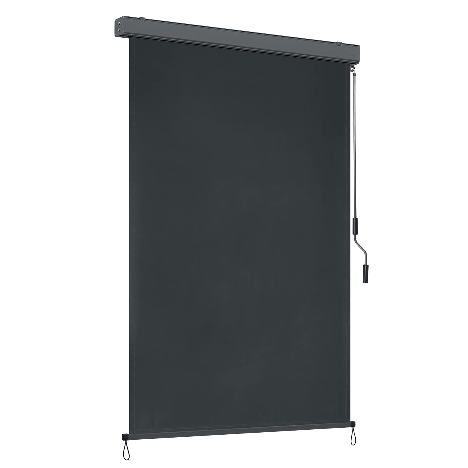 HENGMEI Markiza pionowa, balkonowa, aluminiowa markiza balkonowa, markiza pionowa, 160 x 250 cm, roleta zewnętrzna, mechanizm korbowy, roleta boczna, ochrona przed wzrokiem na balkon, taras, ochrona przed słońcem i spojrzeniami, antracytowa