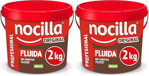 Nocilla, Profesional, Fluida con sabor Original y Avellanas sin Aceite de Palma - 2kg (Paquete de 2)