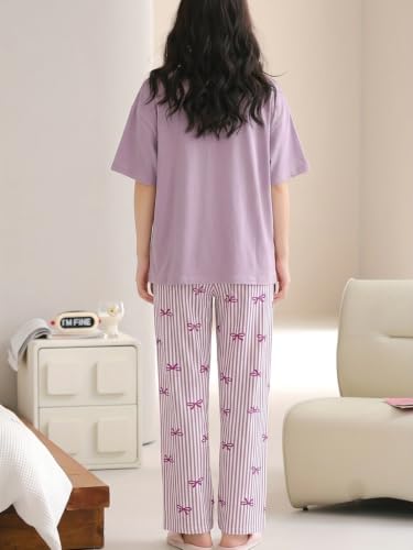 Image of Louis Luxe Cotton Blend Womens Korean Night Dress || Full Pyjama Set ||Korean Nightsuit || Women Nightwear ||Round Neck Full Sleeve Nightsuit || Loungewear || Everyday Nightdress (ND-10)