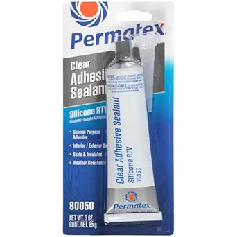 Permatex 80050-12PK Clear RTV Silicone Adhesive Sealant, 3 oz. (Pack of 12)