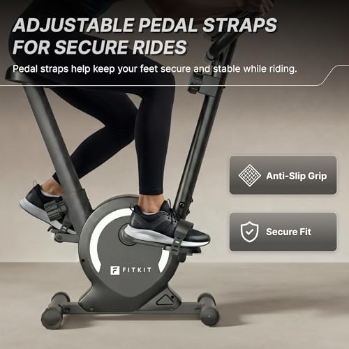 Image of Fitkit by Cult Magnetic Upright Exercise Bike 6 Kg Flywheel & 130 Kg Weight Support with Adjustable Cushioned Seat | 16-Level Magnetic Resistance | LCD Display & Tablet Holder | Suitable for Home Gym Workout