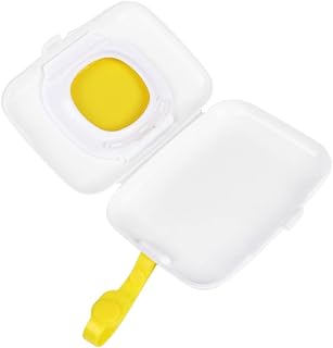 ULDIGI Cómodo Estuche De Pañuelos Para Bebés Tamaño De Viaje Caja Para Húmedas Botón Correa De Transporte Color Amarillo