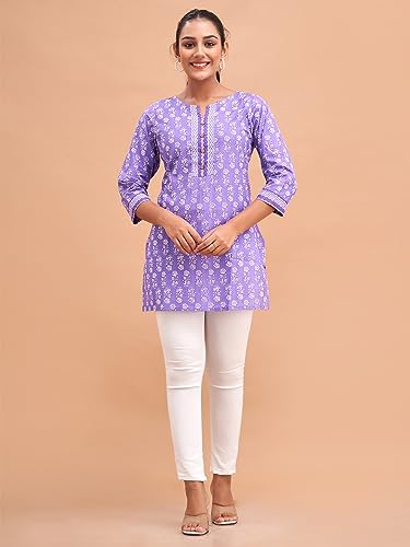 Image of feranoid Women Cotton Printed Short Kurti | Short Kurti for Women | Printed Cotton Kurti