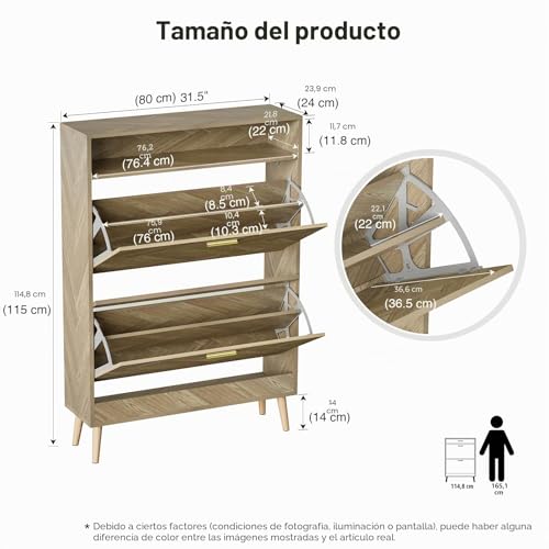 Zapatero estrecho de madera con 2 puertas para pasillo de casa 3