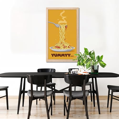 Image of NoWorries Wall art framed painting food posters for cafe decor (Synthetic wood frame) inch300 GSM premium art HD prints inch Wall painting for Home & Kitchen Decor (Pattern illustration)( Set of 1, Framed Painting) (NATURAL, ART-1, 10X19INCHES)