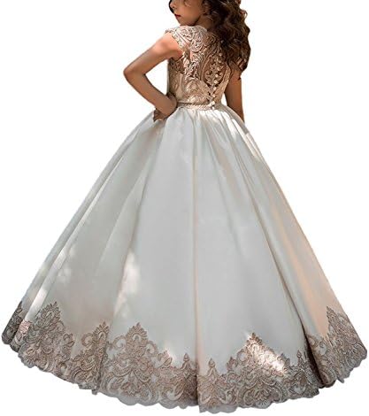 Hengyud Lovely Girls Pageant Dresses First Communion 7-16 Lace Princess Flower Girls Ball Gowns 122