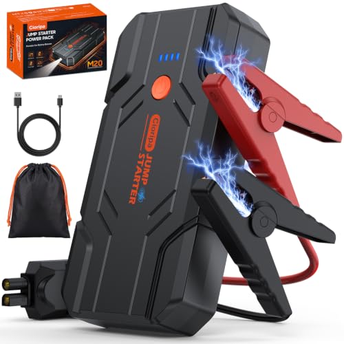 Cioripa Arrancador de Baterias de Coche 𝟏𝟒.𝟖𝐕- 𝟏𝟎𝟎𝟎𝟎𝐀 Jump Starter para Motor 9.0L Gas o 8.5L Diesel, Power Bank Portátil con Carga Rápida QC3.0, Linterna LED y Pinzas Inteligentes