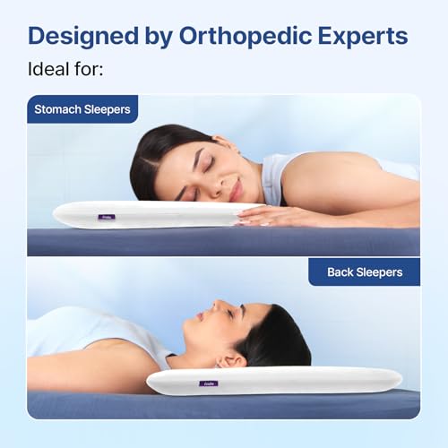 Image of Frido Ultra Slim Deep Sleep Pillow | King Size 2 Inch Height | Orthopedic Grade Gel Memory Foam for Neck & Shoulder Pain Relief, Includes Bamboo Pillow Cover, Pack of 1, White