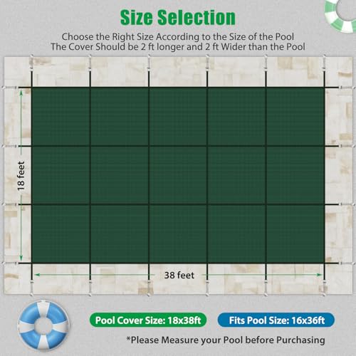 Cidnn 165GSM Inground Pool Cover Safety Fits 16X36Ft Rectangle Swimming Pool thumb #6