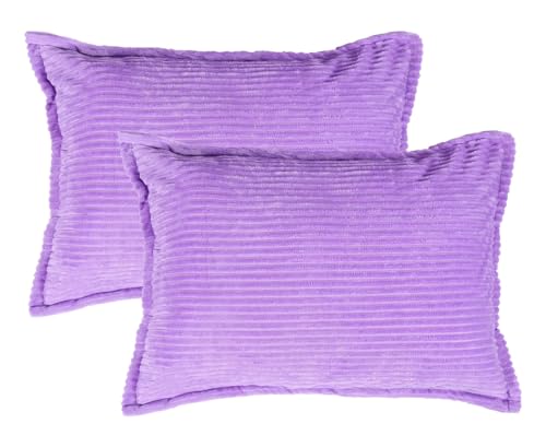 Image of RD TREND Presents Velvet 250 GSM Self Stripe Pillow Cover Set of 2 with Zipper, Size -18 inch x 28 inch Inches (45x71 Cm) (Lavender)